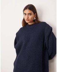 ARRANGE - Rib Knitted Shoulder Pad Jumper - Lyst