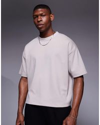 ASOS - T-shirt oversize coupe carrée en tissu doux - taupe - Lyst