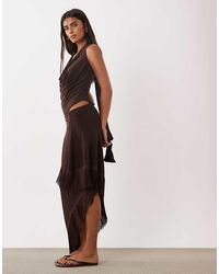 ASOS - Knit Fringe Sarong Midi Skirt - Lyst