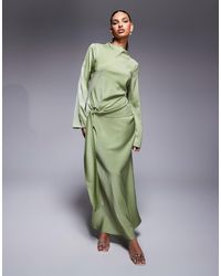 ASOS - – langärmliges maxikleid aus satin - Lyst