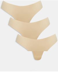 Pieces - Pack De 3 Tangas Beis Sin Costuras De Puma-Beis Neutro - Lyst