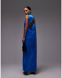 TOPSHOP - High Neck Open Back Chuck On Satin Dress - Lyst