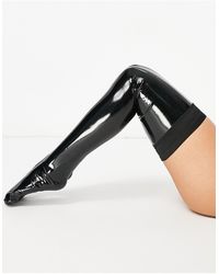 Ann Summers Wetlook Hold Up Tights - Black