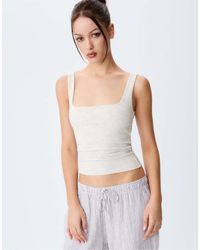 Stradivarius - Top Senza Maniche Mélange Con Scollo Squadrato - Lyst