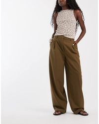 ASOS - High Waisted Wide Leg Trousers With Turn Up - Lyst