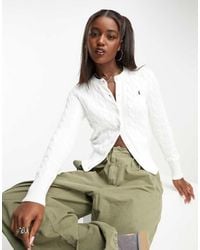 Polo Ralph Lauren - Icon Logo Cotton Cable Knit Cardigan - Lyst