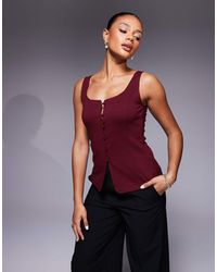ASOS - Jersey Keperstof Gilet Met Lage Ronde Hals - Lyst