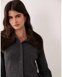 ASOS - Faux Fur Collar Cardigan - Lyst