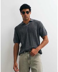 ASOS - Relaxed Short Sleeve Knit Crochet Notch Neck Polo - Lyst