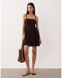 Free Society - Shirred Beach Mini Dress - Lyst