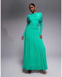 DASKA - Mesh Drape Detail Dropped Waist Maxi Dress - Lyst