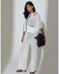 South Beach - Crochet Knit Cuff Detail Wide Leg Trousers - Lyst