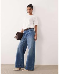 ASOS - Wide Leg Jeans With Crease Front And Belt - Lyst