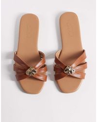 New Look - Cross Strap Metal Detail Flat Sandal - Lyst