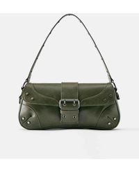 Pull&Bear - Suede Shoulder Bag With Buckle - Lyst
