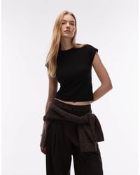 & Other Stories - Jersey Slim Fit Crew Neck Top With Cap Sleeves - Lyst