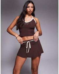 Tiger Mist - Alysia Contrast Tie Waist Detail Mini Skort Co-ord - Lyst