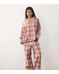 ASOS - Asos Design Petite Brushed Long Sleeve Woven Pyjama Set - Lyst