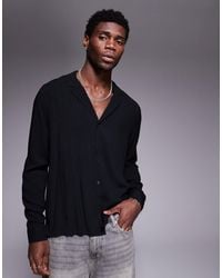 ASOS - Fit Viscose Shirt With Deep Revere Collar - Lyst