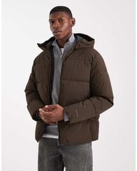 Jack & Jones - Chaqueta Marrón Acolchada Con Capucha De - Lyst