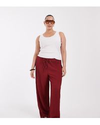 ONLY - High Waist Wide Leg Crinkled Textured Trousers - Lyst
