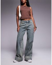 Liquor N Poker - Cinch Midrise Turn-up baggy Denim Jeans - Lyst