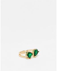 ASOS - – er ring mit offenem design und smaragdfarbenem kristallbesatz - Lyst