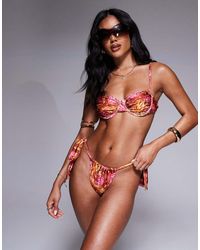 Candypants - Bikinitop Met Beugel, Abstracte Print En Rimpeleffect - Lyst