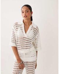ASOS - Crochet Collared Short Sleeve Top Co-Ord - Lyst