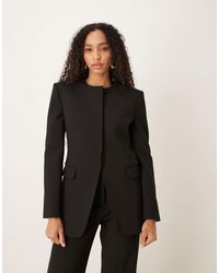 Mango - Capsule Tailored Collarless Statement Shoulder Blazer Co-ord - Lyst