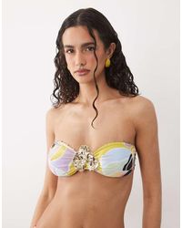 River Island - Floral Bandeau Bikini Top - Lyst