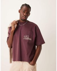 ASOS - Oversized Recht T-Shirt Van Premium 300Gsm Zware Stof Met Print Op De Zak - Lyst