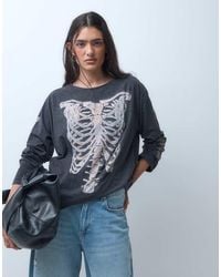 The Ragged Priest - Oversized Long Sleeve Top With Skeleton Graphic - Lyst