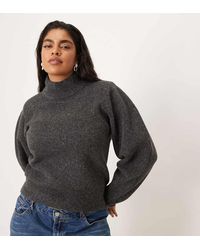ASOS - Asos Design Curve Shoulder Pad Extreme Sleeve Waisted Jumper - Lyst