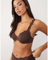 ASOS - Lilah Microfiber Molded Underwire Bra With Lace Trim - Lyst