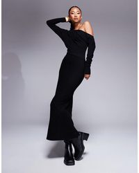 ASOS - Robe longueur mollet souple et ultra douce à épaules tombantes - noir - Lyst