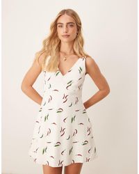 Abercrombie & Fitch - High Square Neck Linen Mini Dress - Lyst