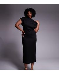 ASOS - Asos Design Curve Dramatic Neckline Midi Dress - Lyst