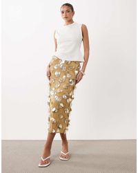ASOS - 3d Flower Embellished Volume Midi Skirt - Lyst