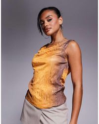 River Island - Top Van Kreukelstof Met Gedrapeerde Halslijn - Lyst