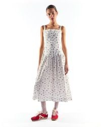 Collective The Label - Dropped Waist Midi Dress With Trim - Lyst
