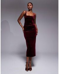 ASOS - Velvet Curved Neckline Midi Dress - Lyst