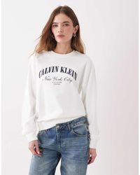 Calvin Klein - Cotton Logo Graphic Crew Neck Sweatshirt - Lyst