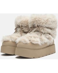 Pull&Bear - – flatform-plateau-stiefeletten aus kunstpelz - Lyst