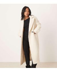 ASOS - Abrigo Dad Extragrande De Tejido Texturizado Rico En Lana De Asos Design Petite-Neutro - Lyst