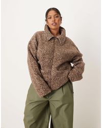 ASOS - Asos Design Curve Collared Borg Fleece Zip Through - Lyst