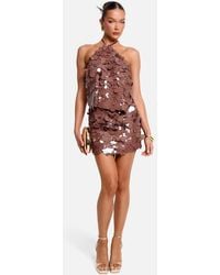 Public Desire - Halterneck Large Disc Sequin Co Ord Crop Top - Lyst