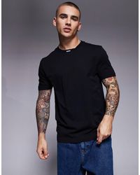 BOSS - Rib Neck Logo Heavyweight T-Shirt - Lyst