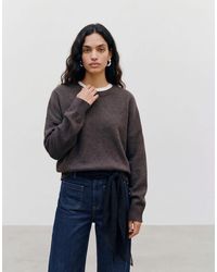 Vero Moda - Pull oversize doux à col rond en chiné chocolat - Lyst