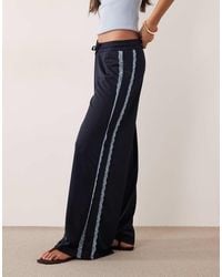 ASOS - Wide Leg Lace Detail Tricot jogger - Lyst